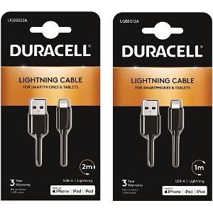 Duracell 1m+2m USB-A zu Lightning Kabel