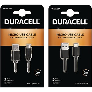 Duracell Câble USB-A vers Micro-USB 1m+2m